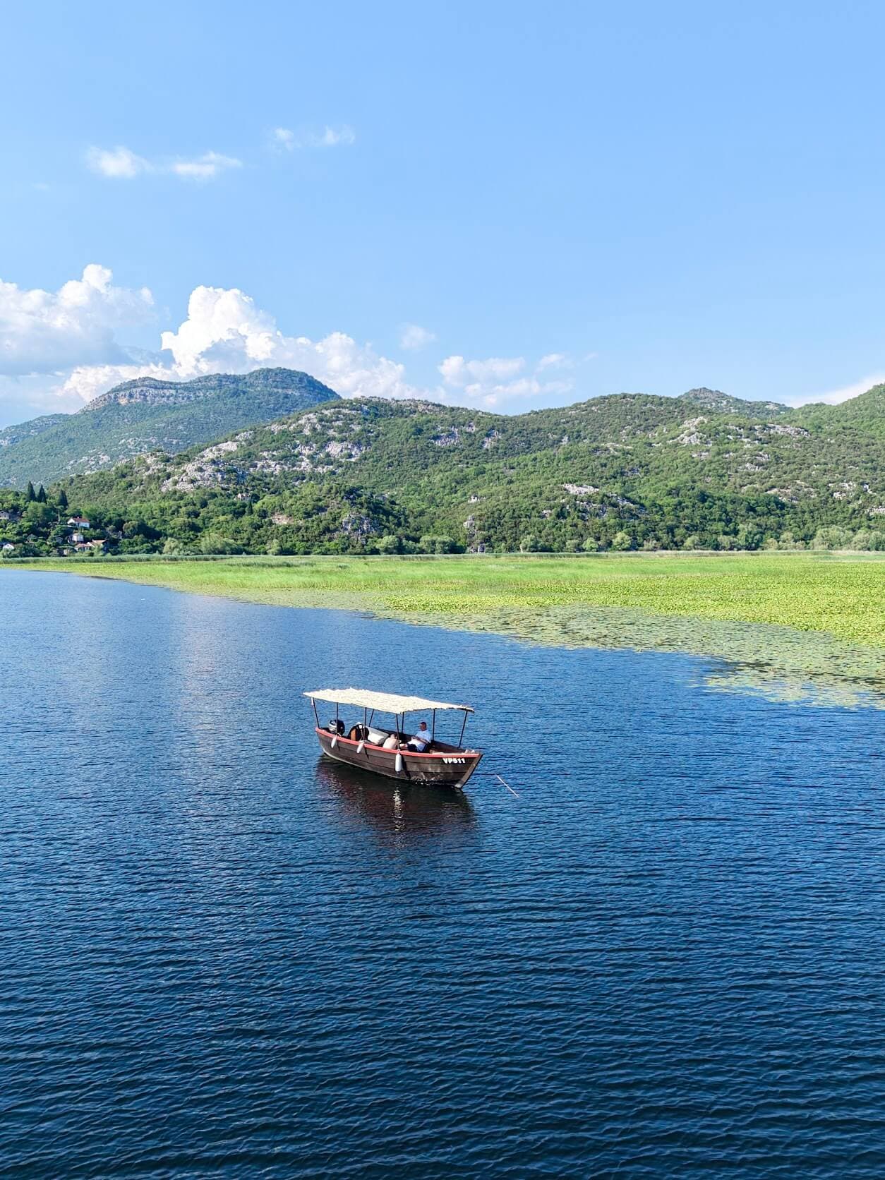 Drone view of Skadar Lake's winding water channels