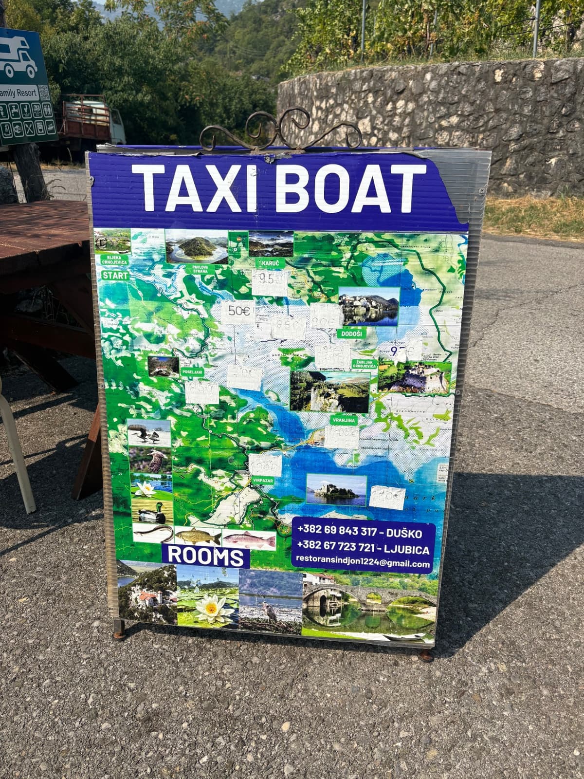 Skadar Lake Taxi Boat destinations map